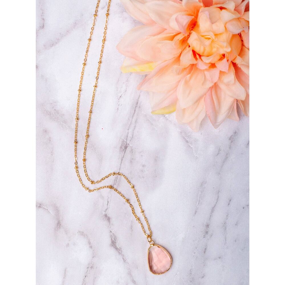 Precious Treasure Rose Gold Crystal Pendant Gold Necklace